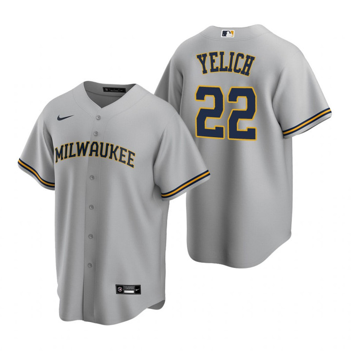 Mens Milwaukee Brewers #22 Christian Yelich 2020 Alternate Gray Jersey Gift For Brewers Fans