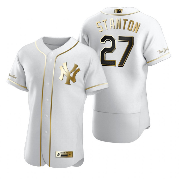 New York Yankees #27 Giancarlo Stanton Mlb Golden Edition White Jersey Gift For Yankees Fans