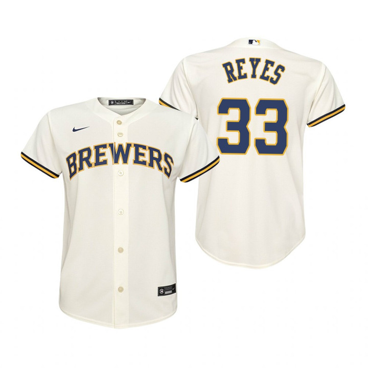 Youth Milwaukee Brewers #33 Paulo Reyes 2020 Cream Jersey Gift For Brewers Fans