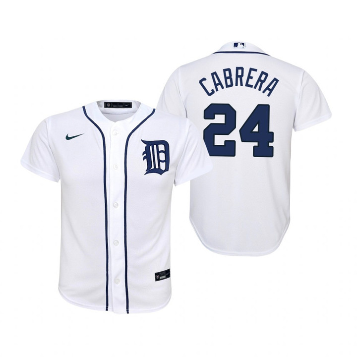 Youth Detroit Tigers #24 Miguel Cabrera Collection 2020 Alternate White Jersey Gift For Tigers Fans