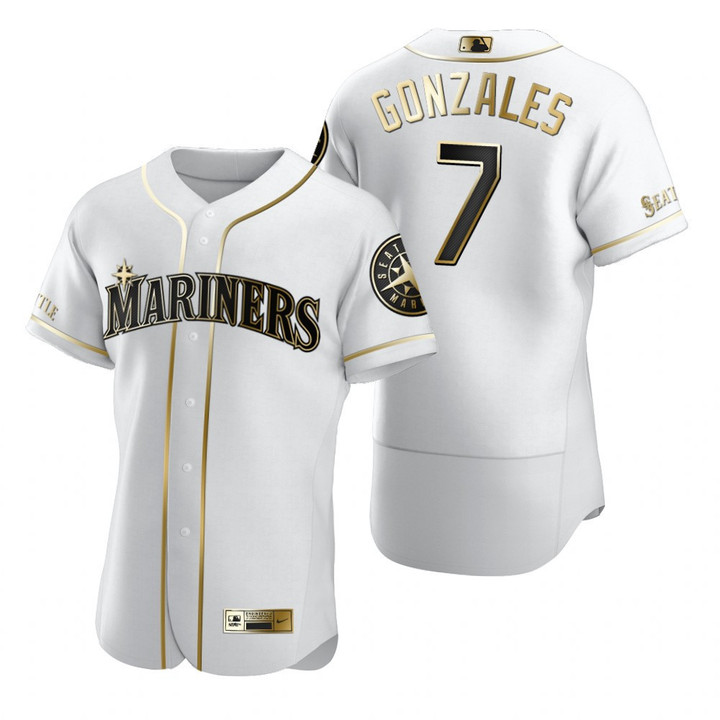 Seattle Mariners #7 Marco Gonzales Mlb Golden Edition White Jersey Gift For Mariners Fans