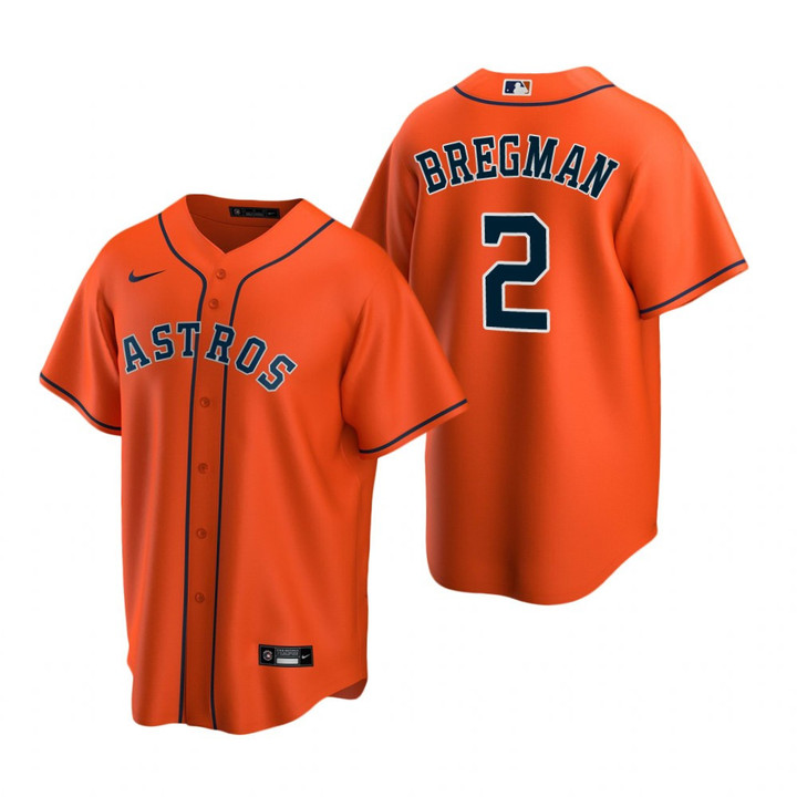Mens Houston Astros #2 Alex Bregman 2020 Alternate Orange Jersey Gift For Astros Fans