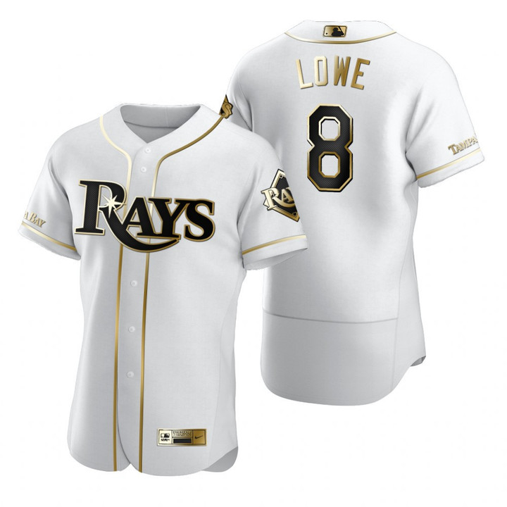 Tampa Bay Rays #8 Brandon Lowe Mlb Golden Edition White Jersey Gift For Rays Fans