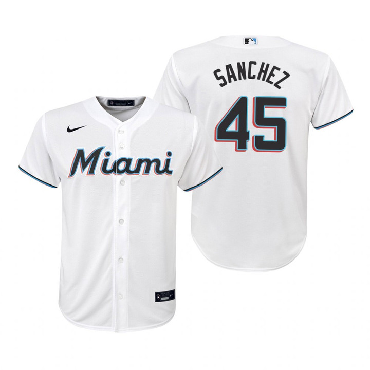 Youth Miami Marlins #45 Sixto Sanchez 2020 Alternate White Jersey Gift For Marlins Fans
