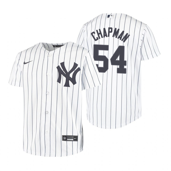 Youth New York Yankees #54 Aroldis Chapman Collection White Jersey Gift For Yankees Fans