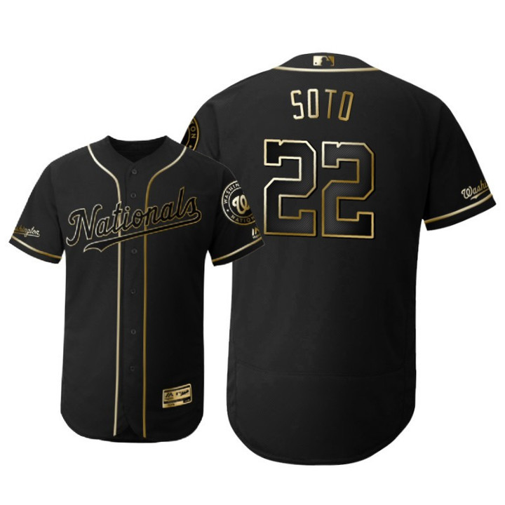 Washington Nationals #22 Juan Soto Mlb 2019 Golden Edition Black Jersey Gift For Nationals Fans