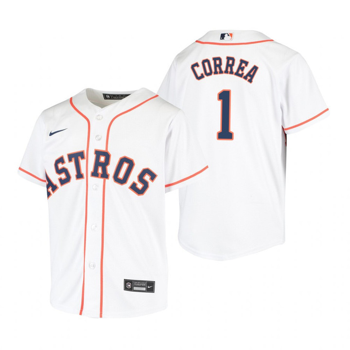 Youth Houston Astros #1 Carlos Correa 2020 White Jersey Gift For Astros Fans