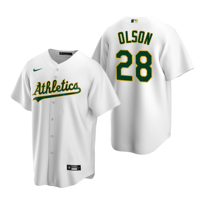 Mens Athletics #28 Matt Olson White Home Jersey Gift For Athletics Fans