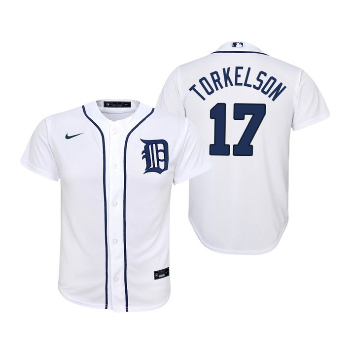 Youth Detroit Tigers #17 Spencer Torkelson Collection 2020 Alternate White Jersey Gift For Tigers Fans