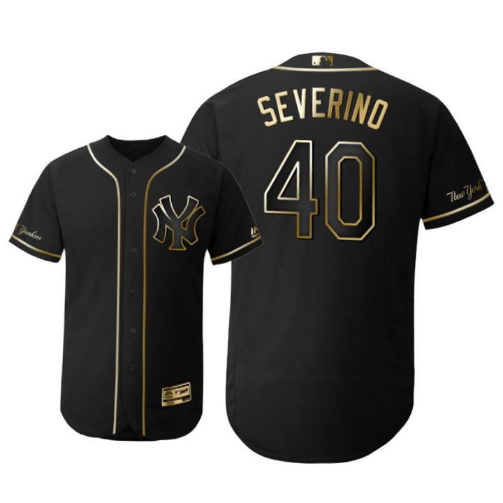New York Yankees #40 Luis Severino Mlb 2019 Golden Edition Black Jersey Gift For Yankees Fans