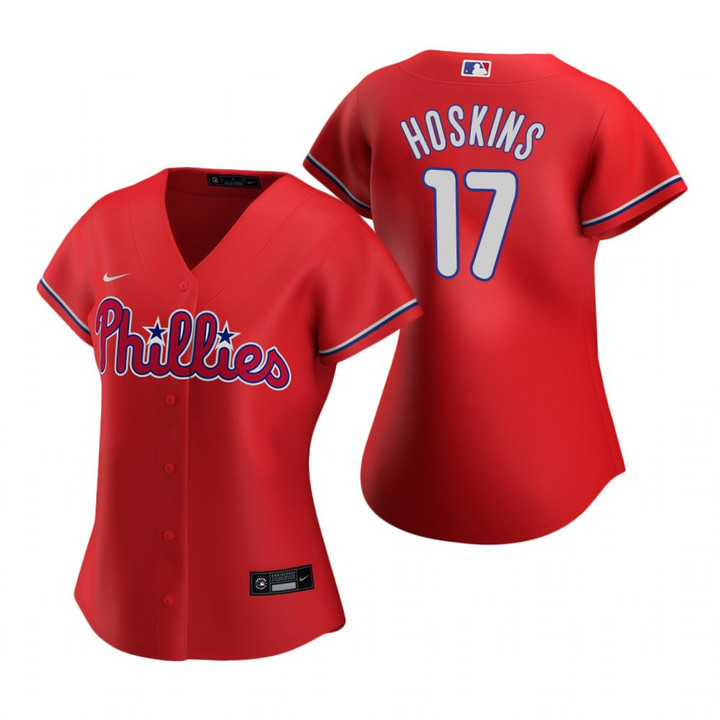 Womens Philadelphia Phillies #17 Rhys Hoskins 2020 Red Jersey Gift For Phillies Fans