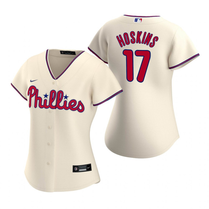 Womens Philadelphia Phillies #17 Rhys Hoskins 2020 Cream Jersey Gift For Phillies Fans
