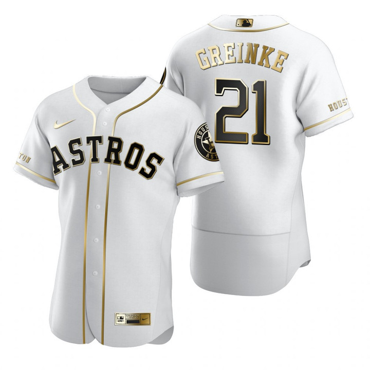 Houston Astros #21 Zack Greinke Mlb Golden Edition White Jersey Gift For Astros Fans