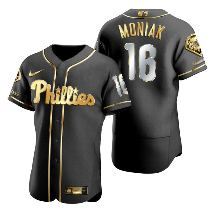 Philadelphia Phillies #16 Mickey Moniak Mlb Golden Edition Black Jersey Gift For Phillies Fans