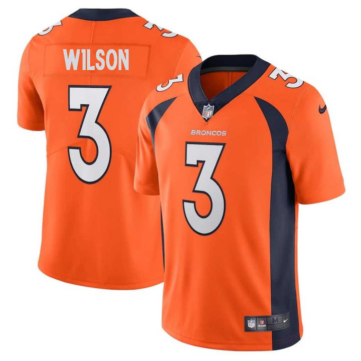 Denver Broncos Russell Wilson 3 NFL American Football Orange Game Jersey Gift For Broncos Fans