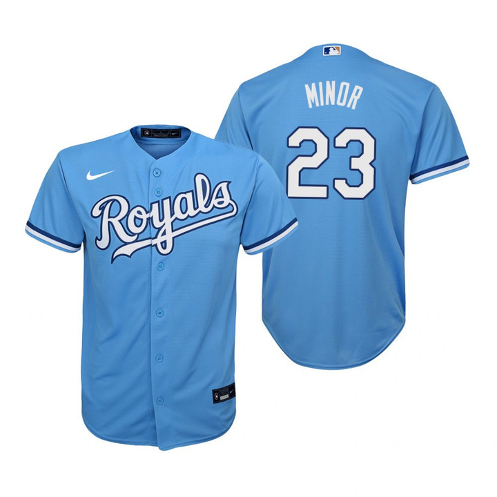 Youth Kansas City Royals #23 Mike Minor Collection 2020 Alternate Light Blue Jersey Gift For Royals Fans