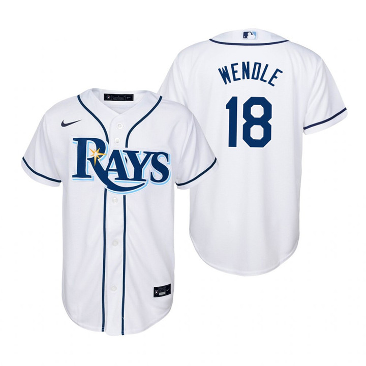 Youth Tampa Bay Rays #18 Joey Wendle 2020 Home White Jersey Gift For Rays Fans