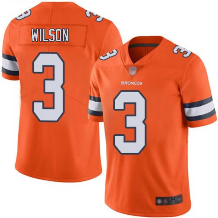 Denver Broncos Russell Wilson 3 NFL American Football Orange Alternate Game Jersey Gift For Broncos Fans
