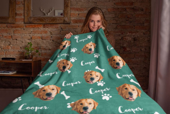 Custom Dog Blanket | Dog Face And Name