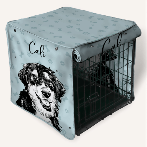 Custom Crate Cover / Black and White Dog Art