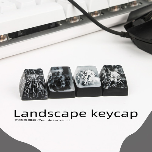 Custom Resin Keycaps For Mechanical Keyboard Snow Mountain Key Cap Gaming Accessories Personalized Keycap