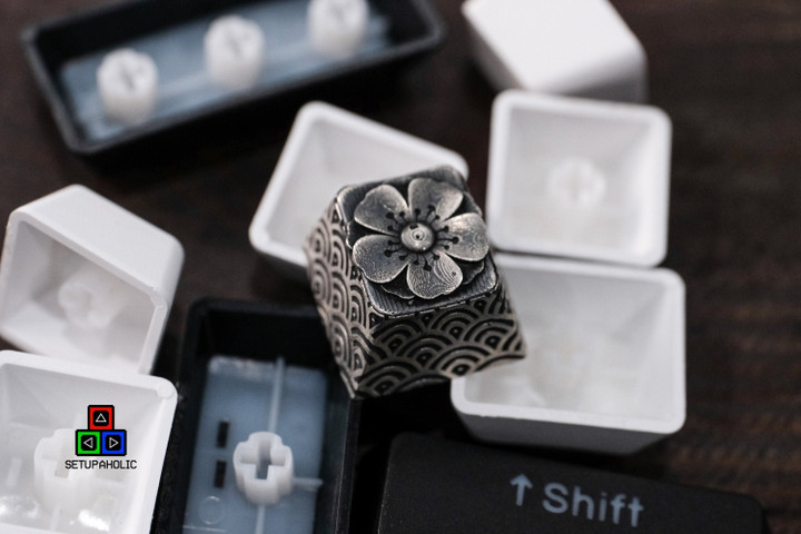 Apricot Blossom Keycap | Silver Keycap | Mechanical Keyboard | Gift for Gamers | Artisan Keycap | Cherry Blossom keycap | Japanese keycap