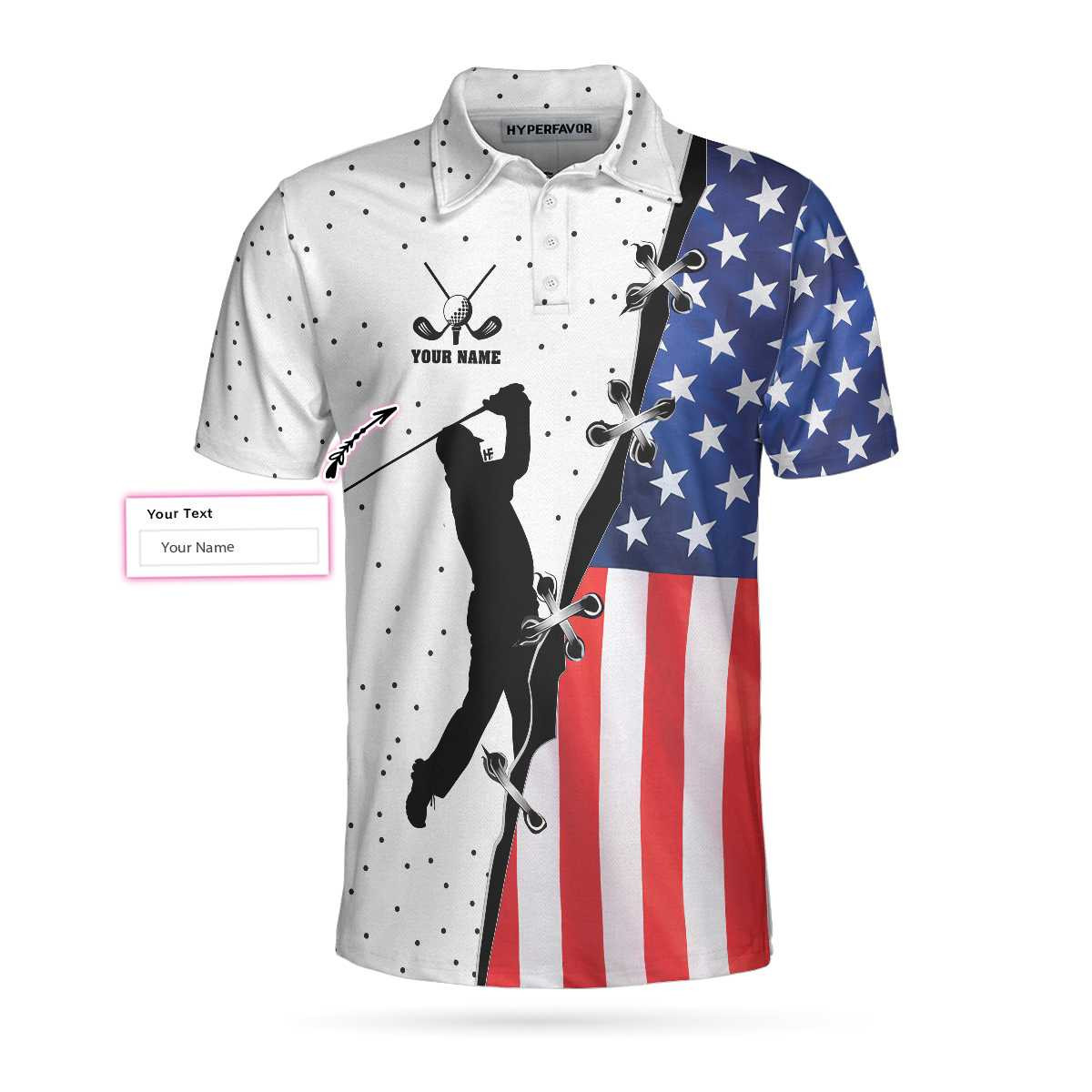 Personalized American Flag Golf Custom Polo Shirt Custom American Flag ...