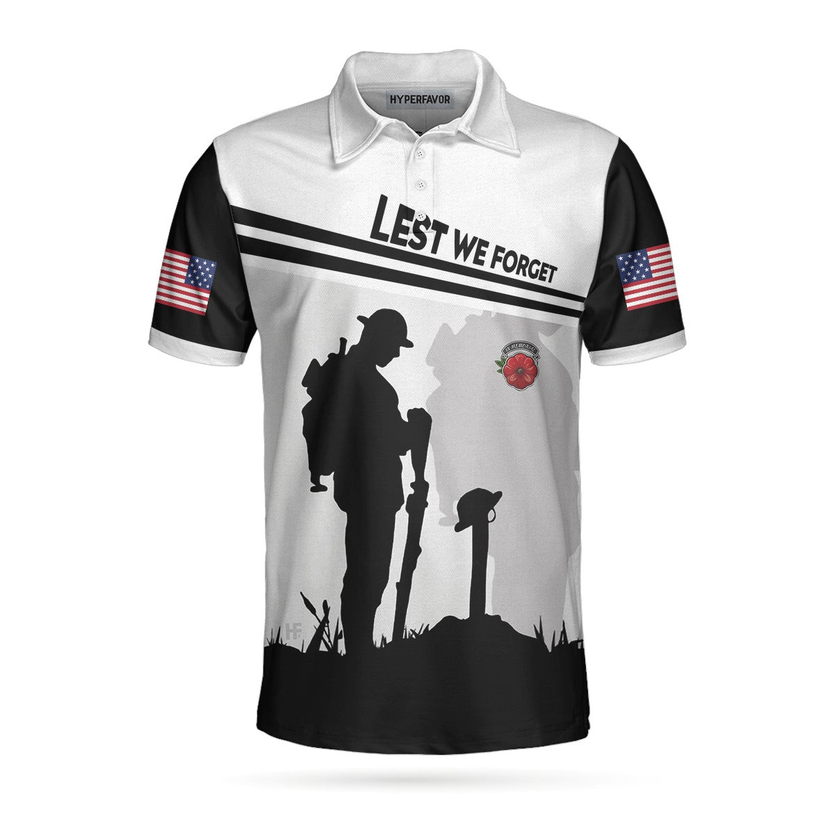 Lest We Forget Polo Shirt Military Veteran American Flag Golf Shirt Fo ...