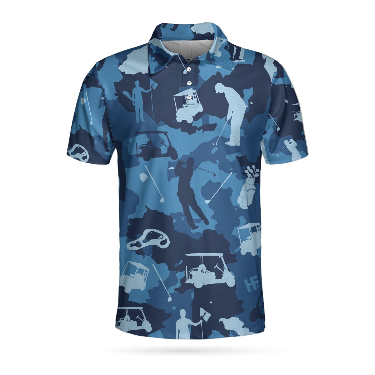 Golf Ocean Blue Camouflage Polo Shirt Streetwear Golfing Polo Shirt Ca ...