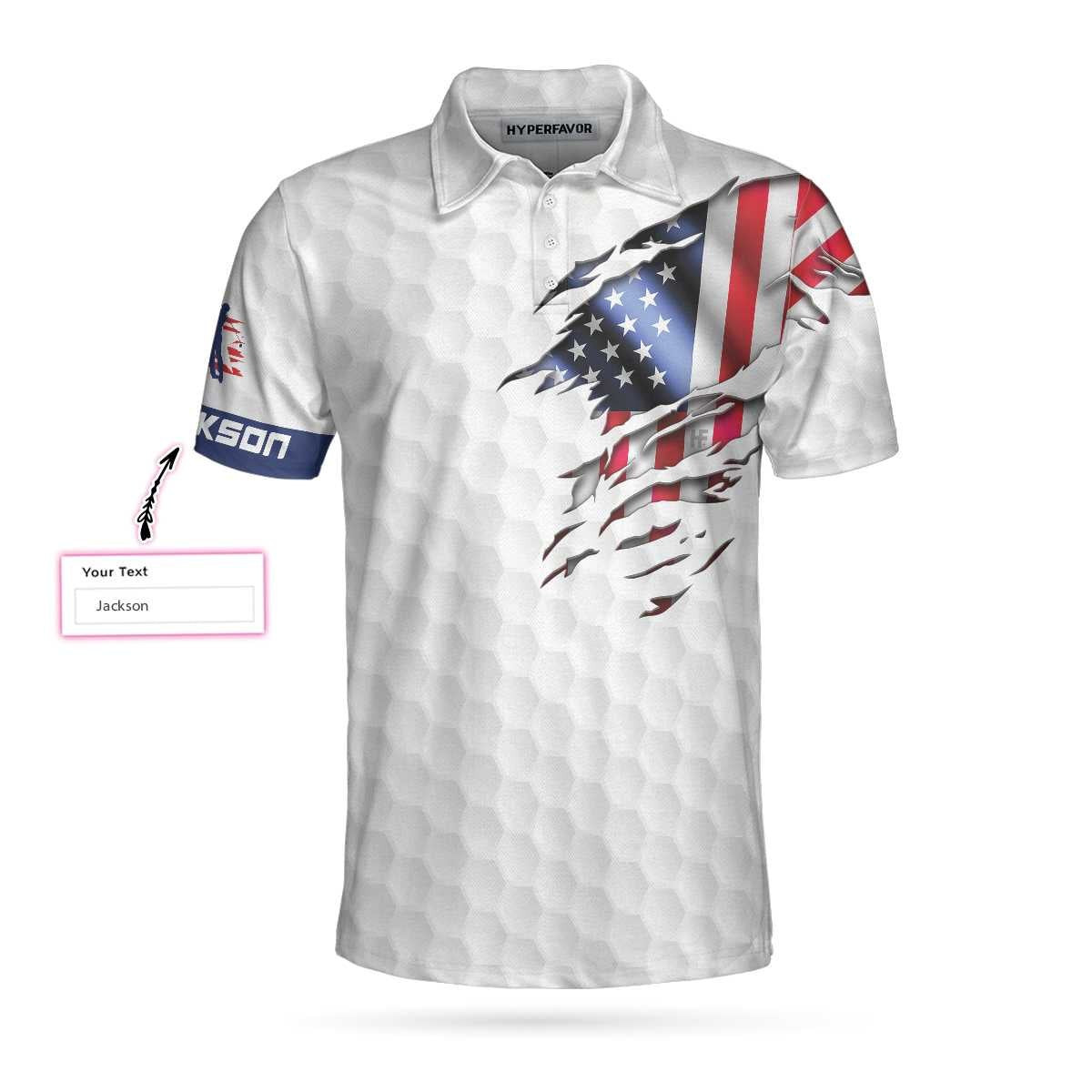 Personalized Patriotic American Flag Custom Polo Shirt White American ...