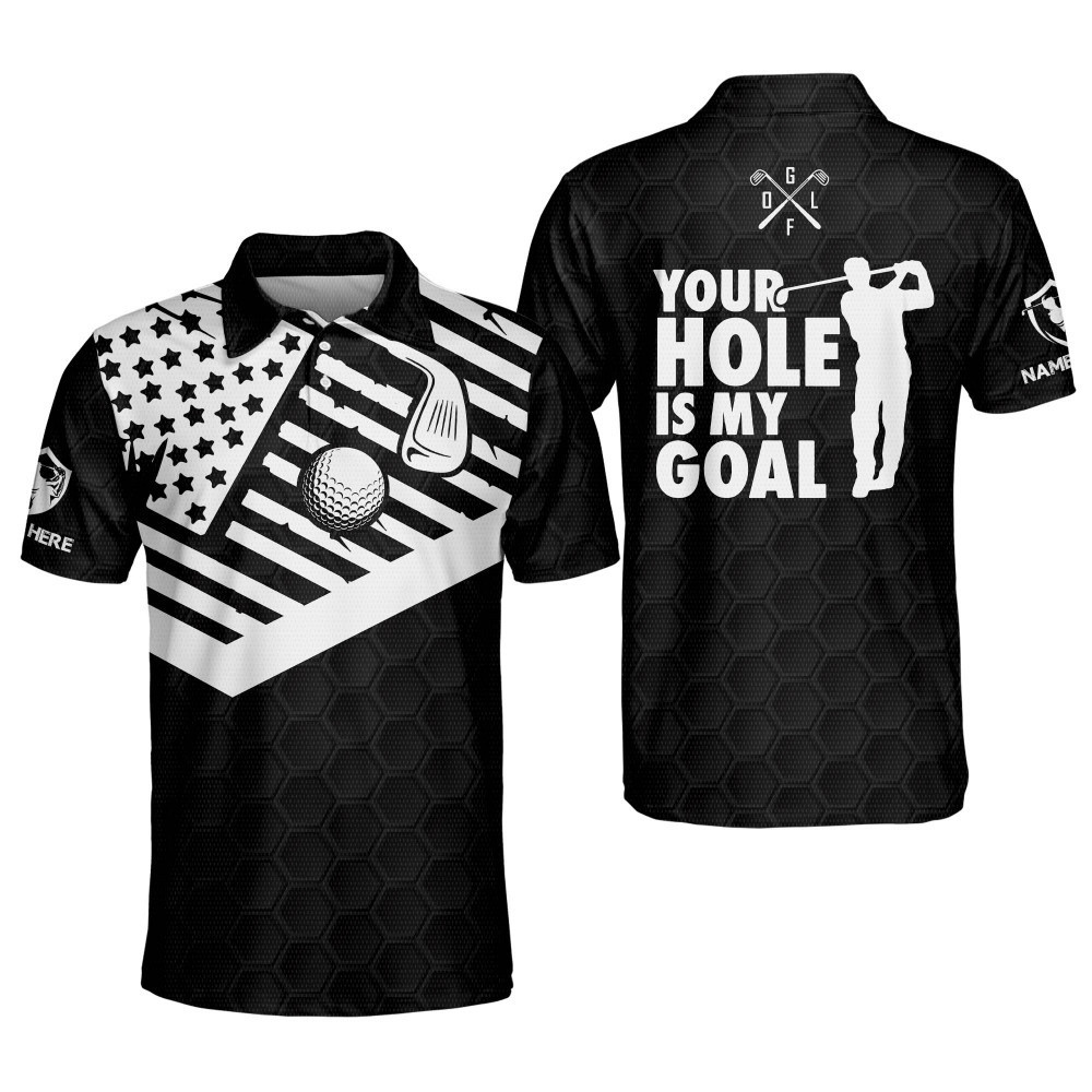 Personalized Funny Golf Shirts for Men Your Hole Is My Goal Mens Golf ...