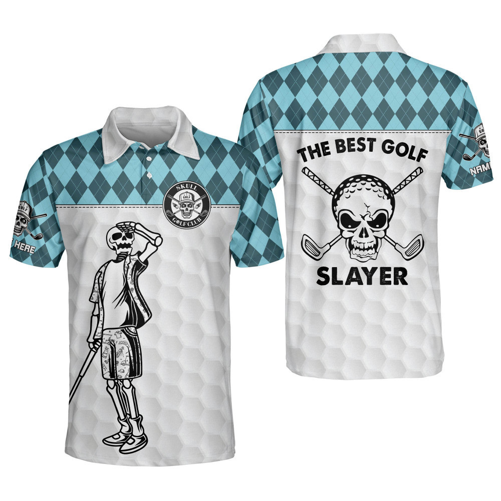 Custom Funny Golf Shirts for Men The Golf Slayer Mens Skull Golf Shirt ...