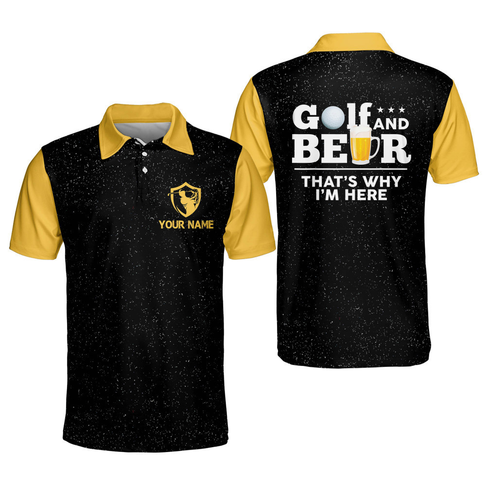 Personalized 3D Funny Golf Polo Shirts for Men Golf and Beer Mens Golf ...