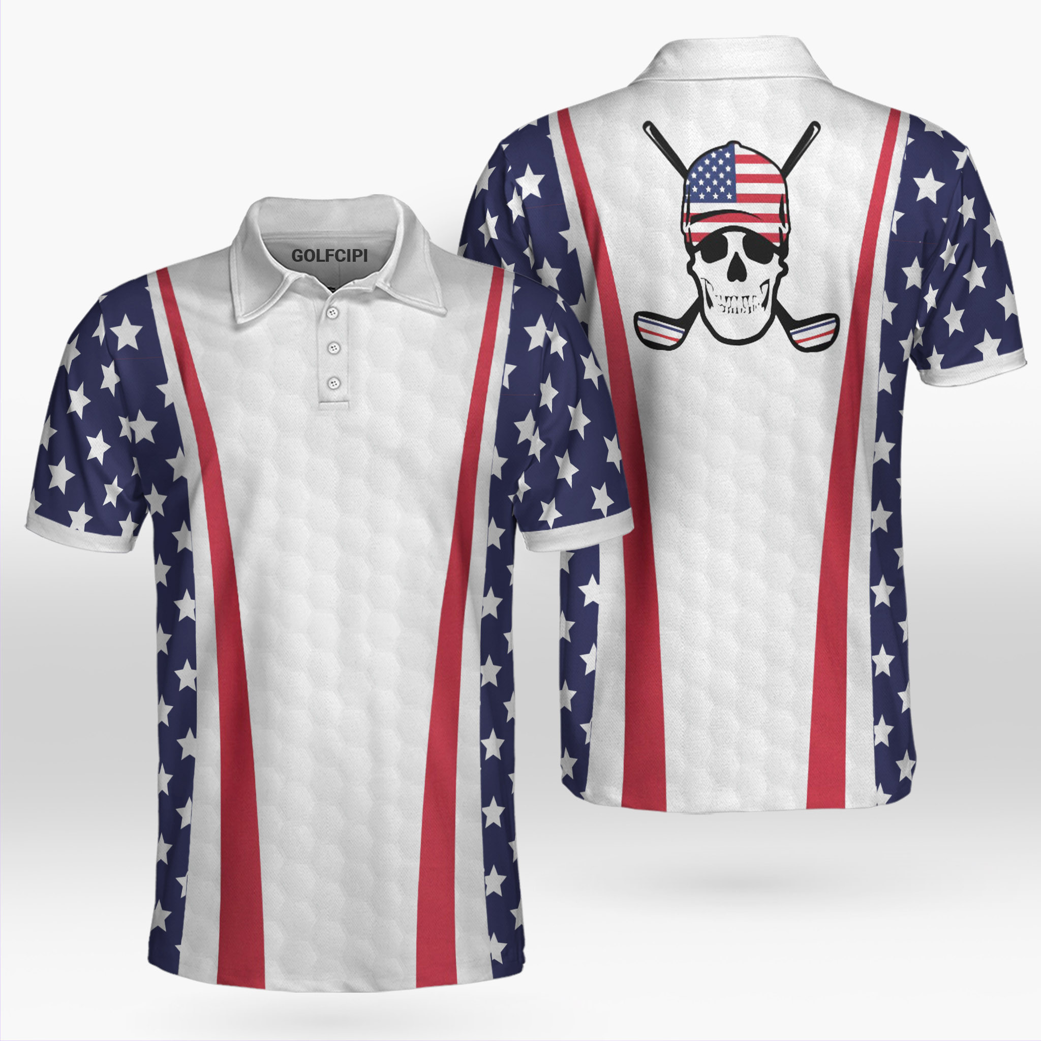 Skull Patriotic Golf Shirts Best Golf Shirts For Men - Gearcape