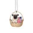 Pug With American Flag Ornament