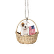 Staffordshire Bulldog With American Flag Ornament