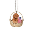 Poodle With American Flag Ornament