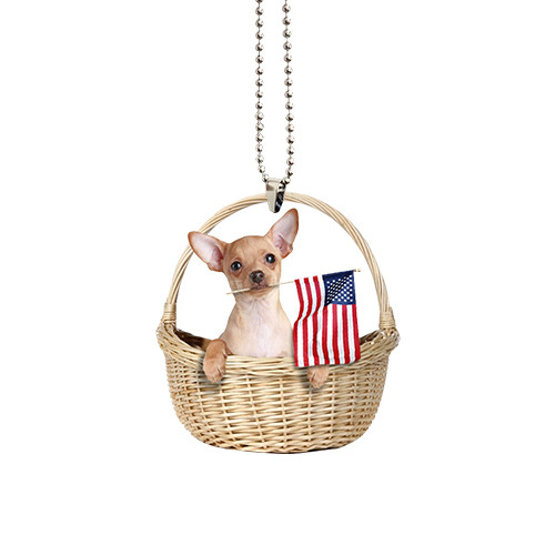 Chihuahua With American Flag Ornament