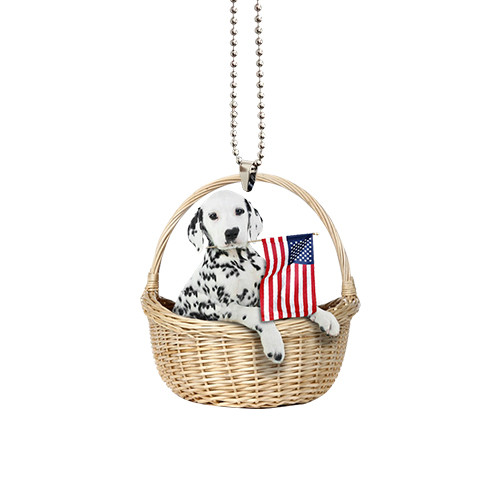 Dalmatian With American Flag Ornament