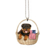 Rottweiler With American Flag Ornament