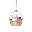 Maltese With American Flag Ornament