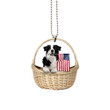 Border Collie With American Flag Ornament