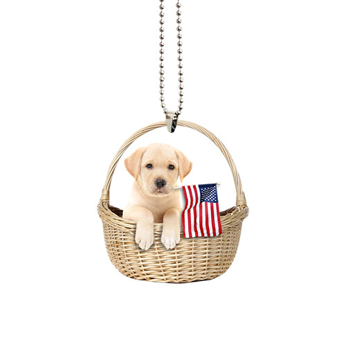 Labrador With American Flag Ornament