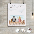 Personalized Poster, Sea Couple and Dogs Friend Custom Gift for Dog Lovers