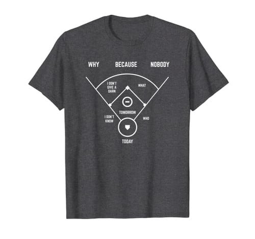 Funny Whos On First Baseball Vintage Joke Baseball Dad T-Shirt