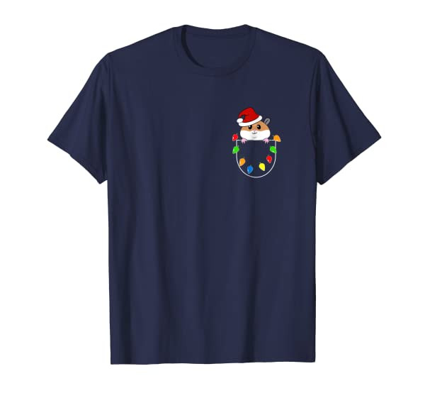 Christmas Santa Hamster in Faux Pocket T-Shirt