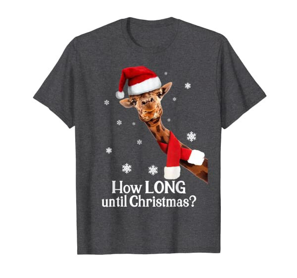Christmas Giraffe Santa Hat - How Long Until Xmas? T-Shirt
