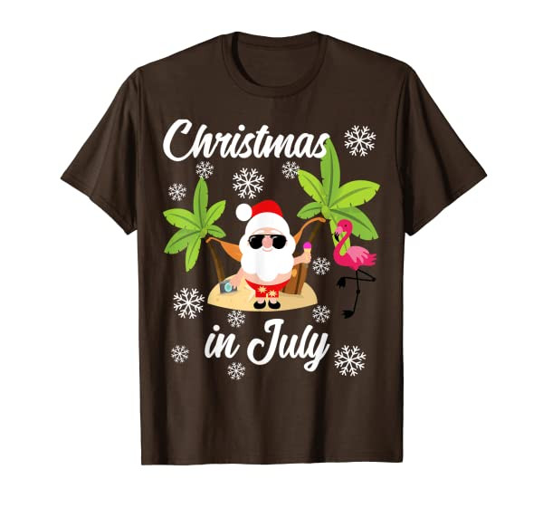 Christmas in July T-shirt Flamingo and Hawaiian Lover