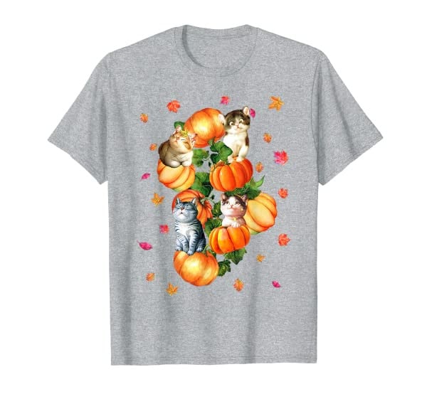 Funny Cute Cats With Pumpkins T-Shirt