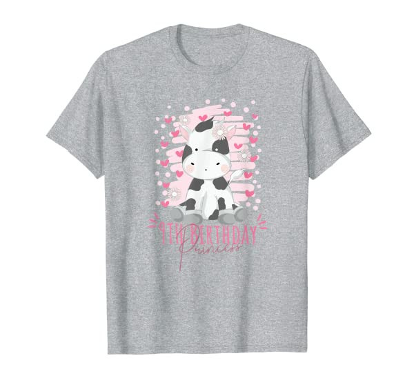 9th Birthday Princess Girl 9 Years Old Cow Lover B-Day T-Shirt